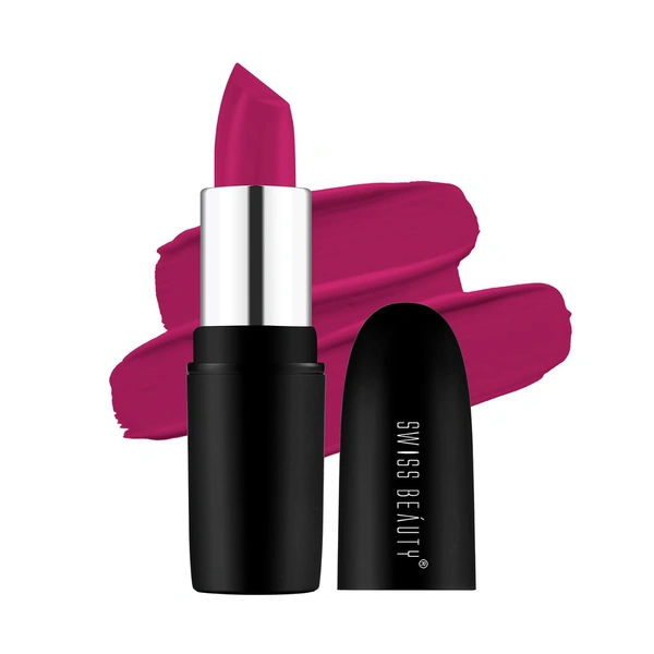 Swiss Beauty Pure Matte Lipsticks 3.8g | Fuchsia Pink 204 | Creamy Matte - 1