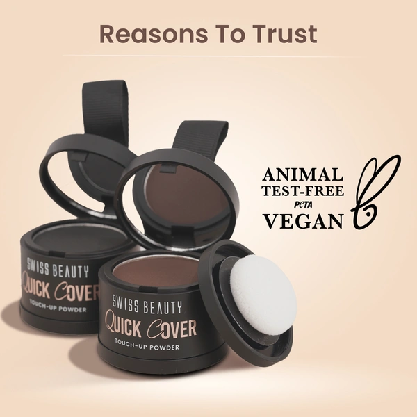 Swiss Beauty Quick Cover Touch-Up Powder Shade Smoky Black | Covers Grey Roots & Bald Spots Instantly | Highly Pigmented | Matte Finish | Long-Lasting | For Men & Women