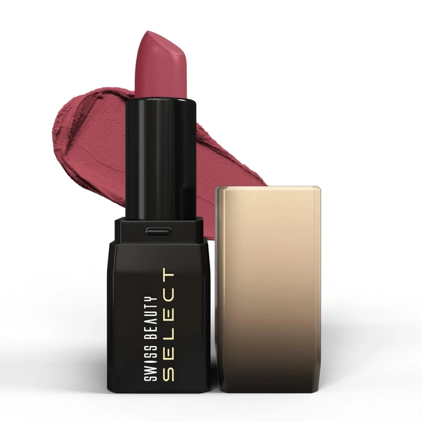 Swiss Beauty Select Dare To Matte Creamy Lipstick 3.8g, Shade Aura Pink | Velvety Matte Finish | Vitamin E Enriched | Long Lasting | Smooth & Creamy Formula