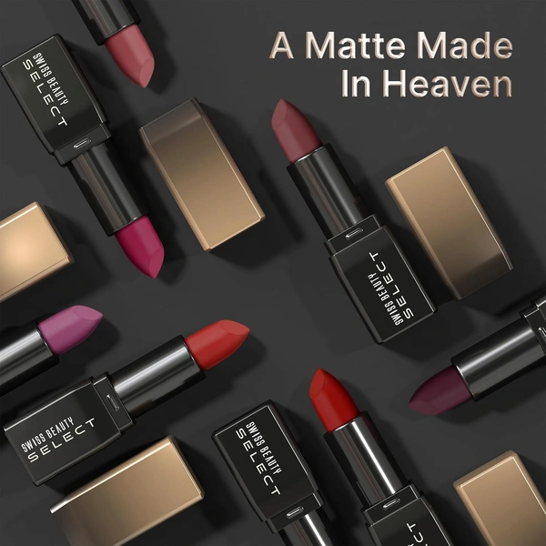 Swiss Beauty Select Dare To Matte Creamy Lipstick 3.8g, Shade Antique Nude | Velvety Matte Finish | Vitamin E Enriched | Long Lasting | Smooth & Creamy Formula