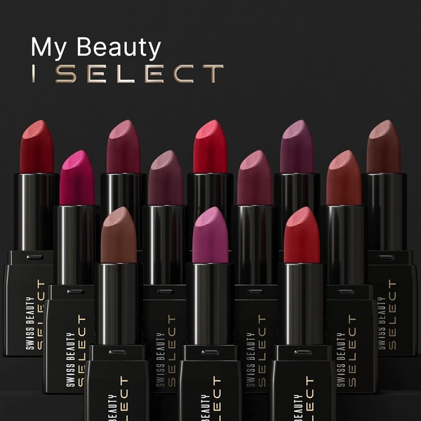 Swiss Beauty Select Dare To Matte Creamy Lipstick 3.8g, Shade Antique Nude | Velvety Matte Finish | Vitamin E Enriched | Long Lasting | Smooth & Creamy Formula