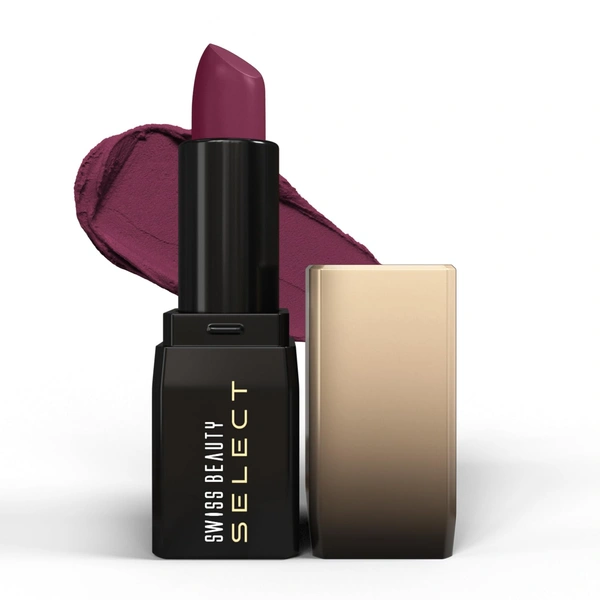Swiss Beauty Select Dare To Matte Creamy Lipstick 3.8g, Shade Wine Room | Velvety Matte Finish | Vitamin E Enriched | Long Lasting | Smooth & Creamy Formula