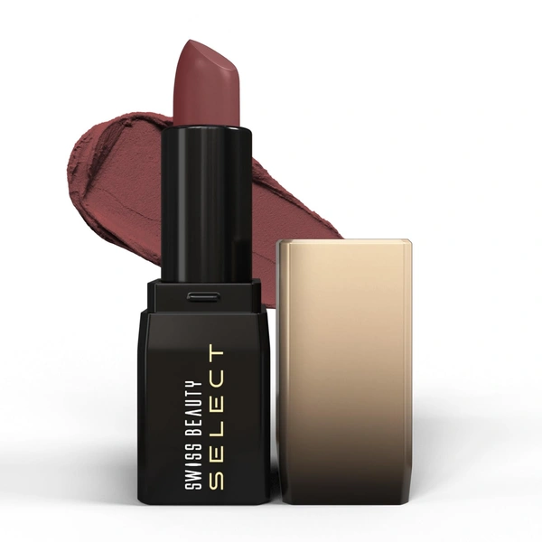 Swiss Beauty Select Dare To Matte Creamy Lipstick 3.8g, Shade Toasted Brown | Velvety Matte Finish | Vitamin E Enriched | Long Lasting | Smooth & Creamy Formula