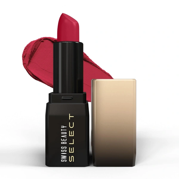 Swiss Beauty Select Dare To Matte Creamy Lipstick 3.8g, Shade Racing Red | Velvety Matte Finish | Vitamin E Enriched | Long Lasting | Smooth & Creamy Formula