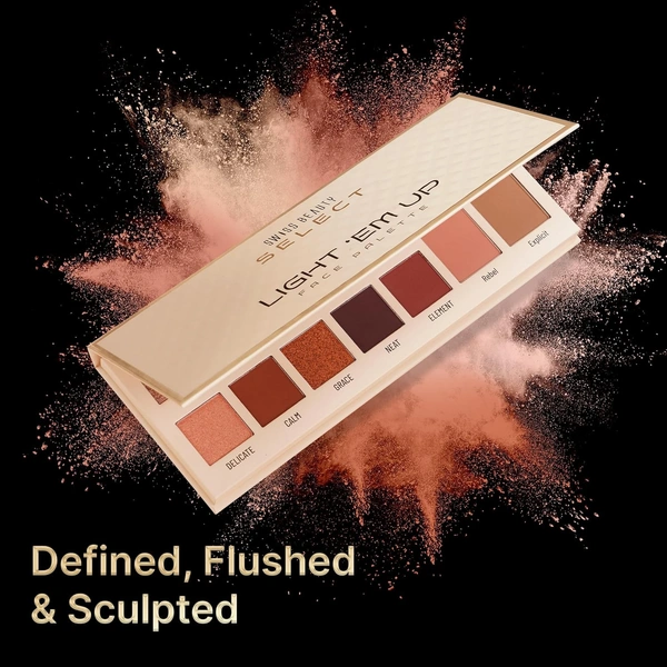 Swiss Beauty Select Eyeshadow Light Em Up Face & Eye Palette 20g | Firefly Shade | Multi-Purpose Eyeshadow, Blush & Contour Palette | Matte, Shimmer & Metallic Finishes