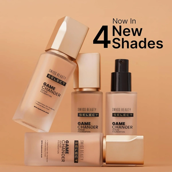 Swiss Beauty Select Game Changer Foundation Lightweight With Serum 35g | Shade Almond Glow | Natural Dewy Finish, Buildable Coverage, Skin-Like & Breathable Formula