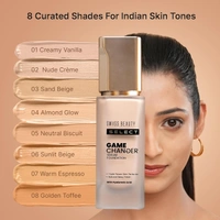 Swiss Beauty Select Game Changer Foundation Lightweight With Serum 35g | Shade Almond Glow | Natural Dewy Finish, Buildable Coverage, Skin-Like & Breathable Formula