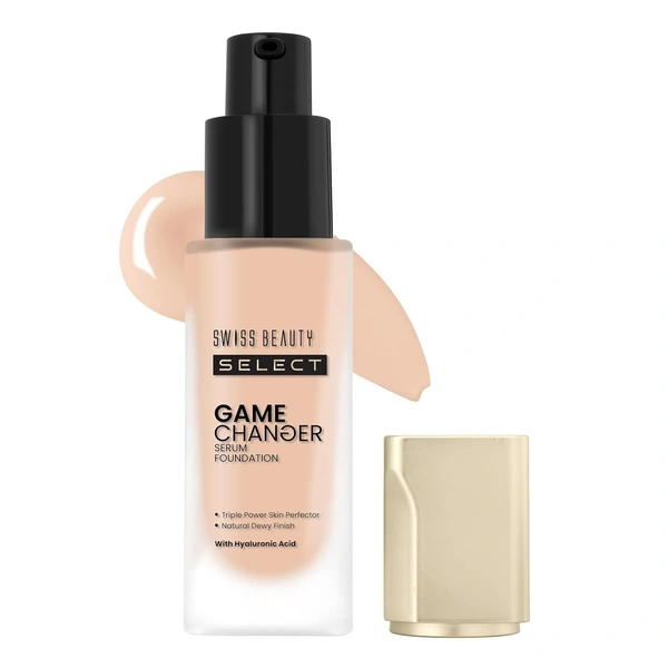 Swiss Beauty Select Game Changer Foundation Lightweight With Serum 35g, Shade Nude Creme | Natural & Dewy Finish, Lightweight Serum Formula, Buildable Coverage