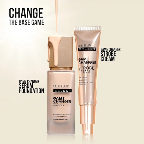 Swiss Beauty Select Game Changer Strobe Cream 35g, Shade 02 Gold Sheen with Shea Butter & Vitamin C | Illuminating Glow Cream for Face & Body