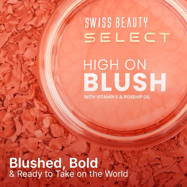 Swiss Beauty Select High on Blush 8g Sweet Pink | Natural Matte Finish | Long-Lasting & Non-Transferrable | Enriched with Vitamin E & Rose Oil