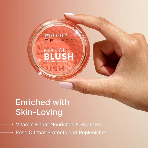 Swiss Beauty Select High on Blush 8g Sweet Pink | Natural Matte Finish | Long-Lasting & Non-Transferrable | Enriched with Vitamin E & Rose Oil