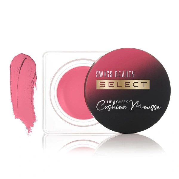 Swiss Beauty Select Lip And Cheek Cushion Creamy Mousse 4.5gm, Shade 01 Empress Pink with Vitamin E | 12 Hours Long Stay | Soft Matte Finish