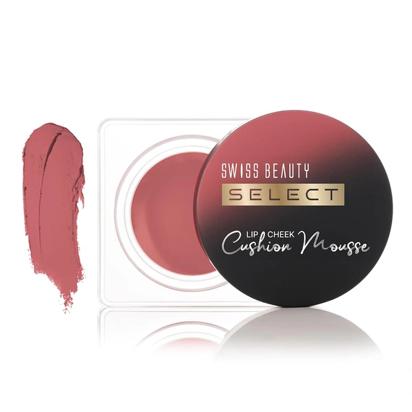 Swiss Beauty Select Lip And Cheek Cushion Creamy Mousse 4.5gm, Shade 04 Velvet Red with Vitamin E | 12 Hours Long Stay | Soft Matte Finish
