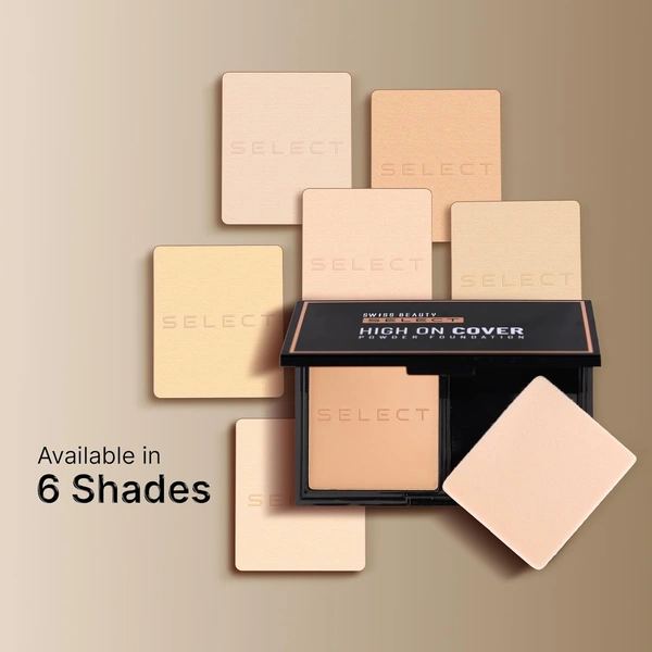 Swiss Beauty Select Matte High On Cover Powder Foundation 5.5g | Shade 06 Warm Honey | Waterproof & Oil Controlling | 16-Hour Long Wear | With Sponge