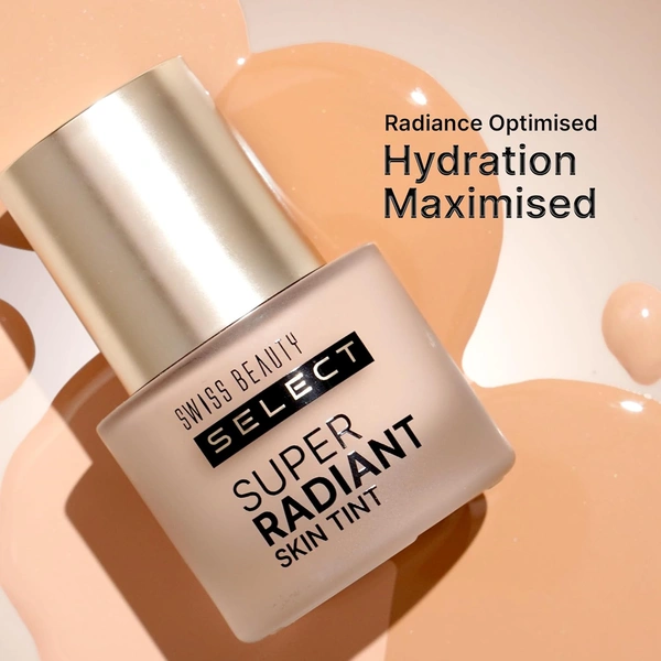 Swiss Beauty Select Super Radiant Hydrating Liquid Skin Tint 30g, Shade 04 Almond Glow, With Hyaluronic Acid | Lightweight Makeup for Natural Dewy Radiant Glow