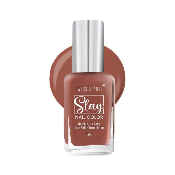 Swiss Beauty Slay Nail Colour 13ml | Rose Wood 33 | Ultra Shine Formulation