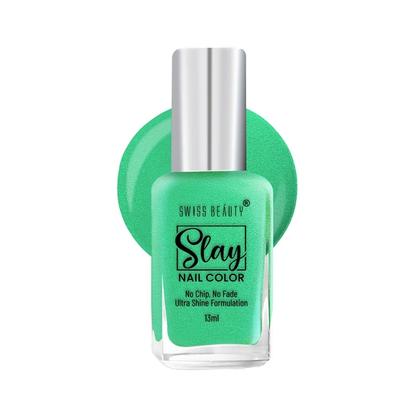 Swiss Beauty Slay Nail Colour 13ml | Shimmer Sea Green 83 | Ultra Shine Formulation