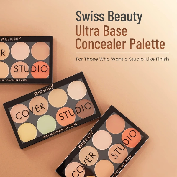 Swiss Beauty Ultra Base Concealer Palette Shade 01| Multi-Use Full Coverage Concealer, Contour & Corrector | Lightweight, Blendable Formula for Flawless, Even-Toned Makeup