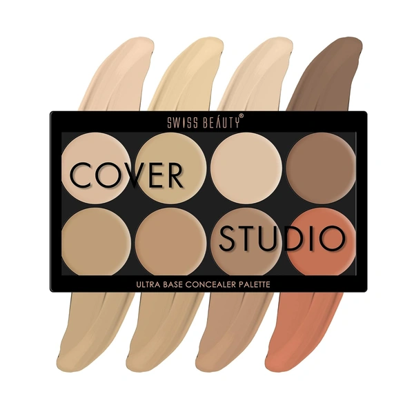 Swiss Beauty Ultra Base Concealer Palette Shade 02| Multi-Use Full Coverage Concealer, Contour & Corrector | Lightweight, Blendable Formula for Flawless, Even-Toned Makeup