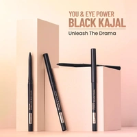 Swiss Beauty You & Eye Power Black Kajal | Smudge-Proof Eyes | Enriched with Vitamin E | Long-Lasting Definition | Waterproof | 24 Hour Stay | 0.30gm