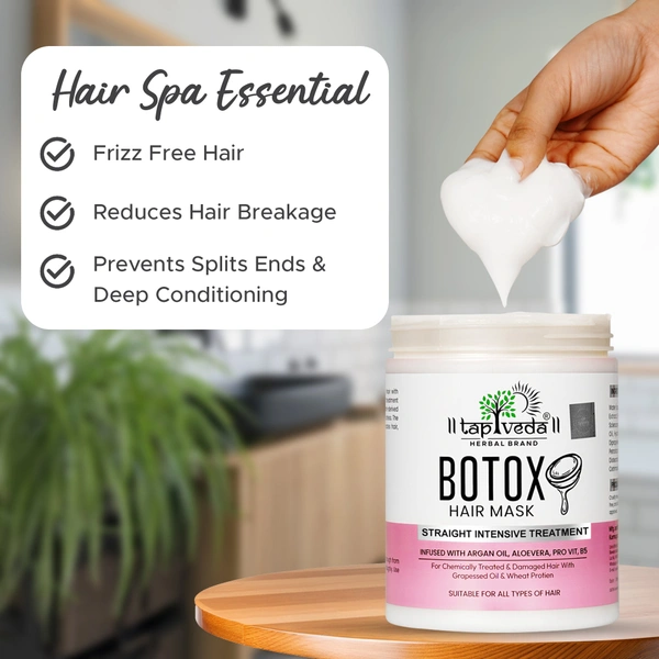 Tapveda Botox Hair Mask 1000ml | Hair Spa Treatment with Argan Oil, Aloe Vera & Pro-Vitamin B5 | Intense Repair, Smoothness & Silk Perfection