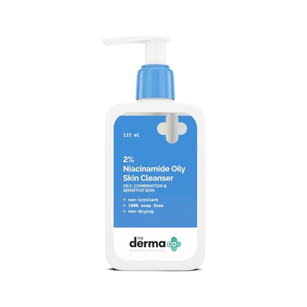 Derma Co The Derma Co 2% Niacinamide Oily Skin Cleanser 125ml | for Sensitive, Oily & Combination Skin | Non-Irritant | 100% Soap-Free | Non-Drying | Acne-Prone Skin | Oil Control | Pore Minimizing & Hydration