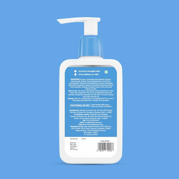 Derma Co The Derma Co 2% Niacinamide Oily Skin Cleanser 125ml | for Sensitive, Oily & Combination Skin | Non-Irritant | 100% Soap-Free | Non-Drying | Acne-Prone Skin | Oil Control | Pore Minimizing & Hydration