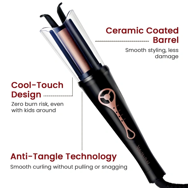 Make me Bold Urban Yog MakeMeeBold Automatic Hair Curler with Two-Way Rotation | 4 Heat Settings, Anti-Scald Design | Ceramic Barrel, Fast 10-15 Min Styling | Tangle-Free Curling Iron for Women