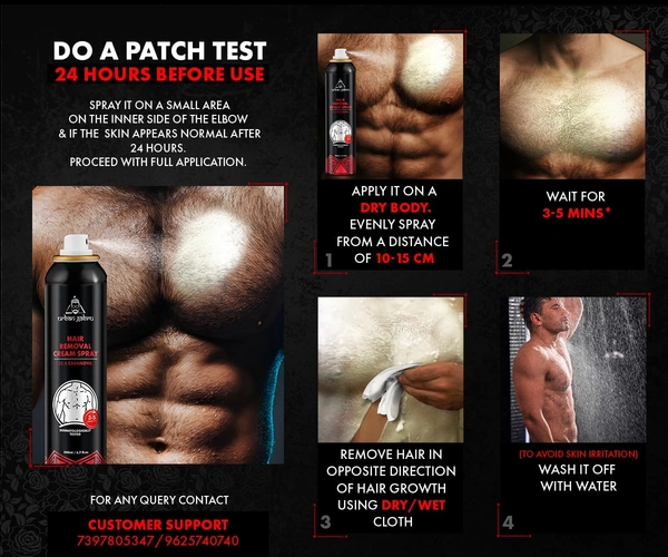 Urbangabru Casanova Men Hair Removal Spray 200ml | Fast 3-5 Min Painless Body Hair Removal | Suitable for Chest, Back, Legs & Underarms