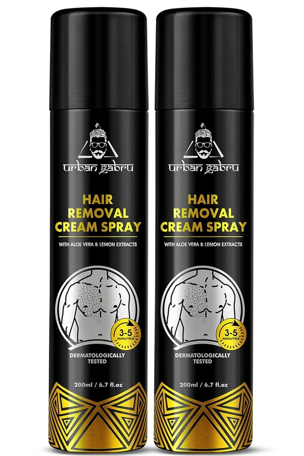 Urbangabru Hair Removal Spray 200ml | Painless Body Hair Removal for Men | Removes Hair in 3-5 Minutes | Suitable for Chest, Back, Legs & Underarms