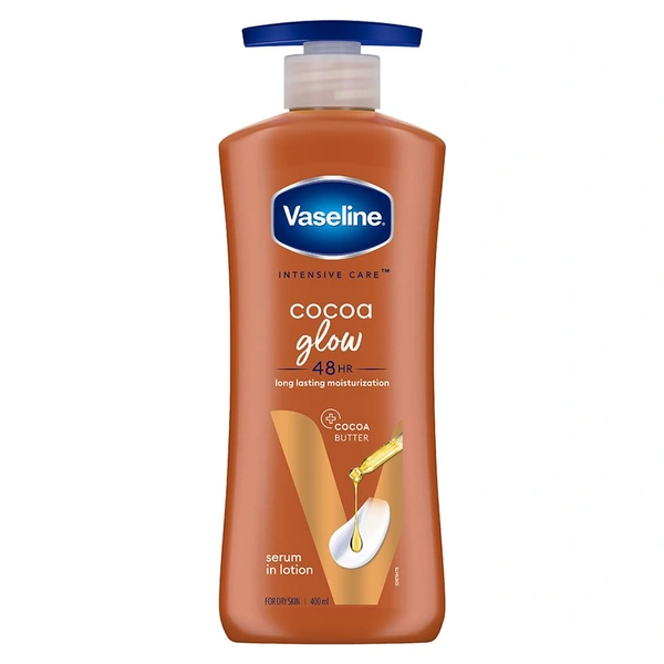 Vaseline Cocoa Glow Serum In Lotion 400ml with 100% Pure Cocoa & Shea Butter | Deep Moisturizing Serum Lotion for Glowing, Soft & Smooth Skin