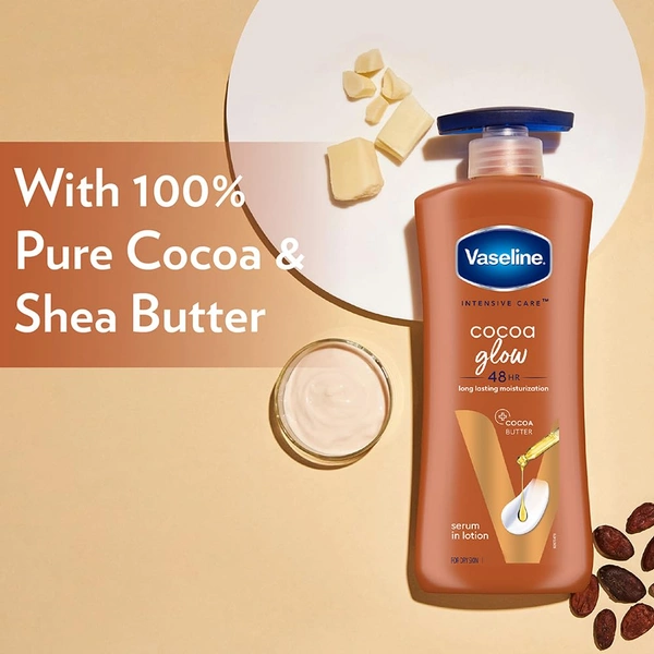 Vaseline Cocoa Glow Serum In Lotion 400ml with 100% Pure Cocoa & Shea Butter | Deep Moisturizing Serum Lotion for Glowing, Soft & Smooth Skin