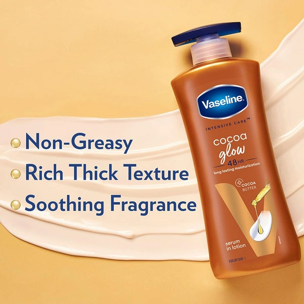 Vaseline Cocoa Glow Serum In Lotion 400ml with 100% Pure Cocoa & Shea Butter | Deep Moisturizing Serum Lotion for Glowing, Soft & Smooth Skin
