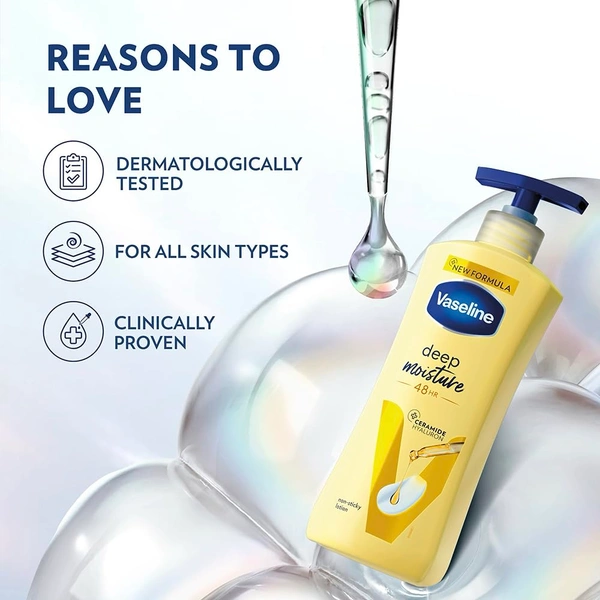 Vaseline Deep Moisture Body Lotion 400ml for Dry Skin | Cushion Soft Smooth Skin | With Ceramides & Hyaluron Moisture Fillers | 48H Hydration Care