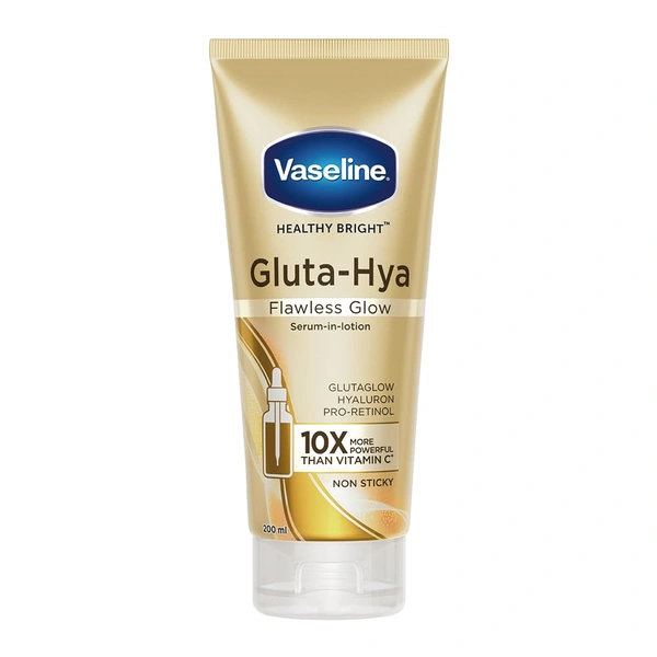 Vaseline Gluta-Hya Flawless Glow Lotion 200ml | Face & Body Moisturizer | Enriched with Glutathione & Pro-Retinol for Brighter, Even-Toned Skin