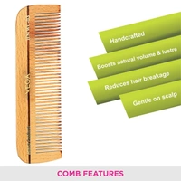 Vega HMWC 03 Wooden Dressing Handmade Hair Comb | India's No.1 Hair Comb Brand | Anti-Static | Reduces Breakage | Scalp Massage | Eco-Friendly | Unisex & Durable