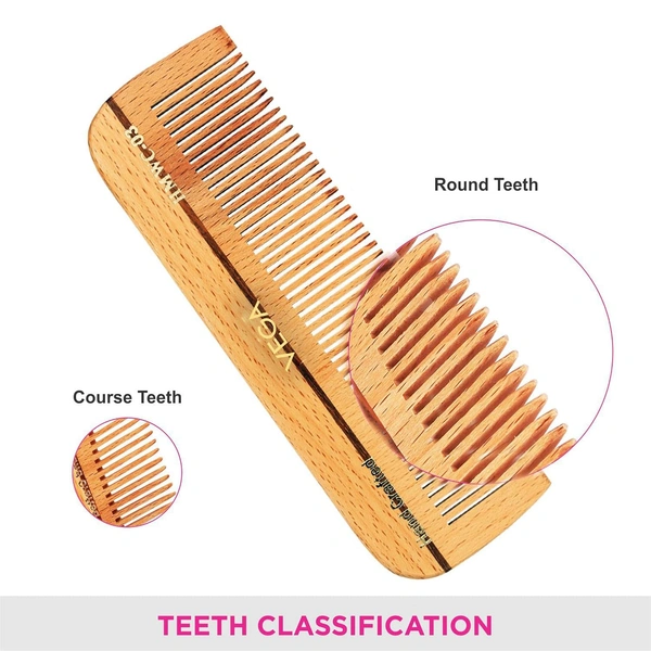 Vega HMWC 03 Wooden Dressing Handmade Hair Comb | India's No.1 Hair Comb Brand | Anti-Static | Reduces Breakage | Scalp Massage | Eco-Friendly | Unisex & Durable