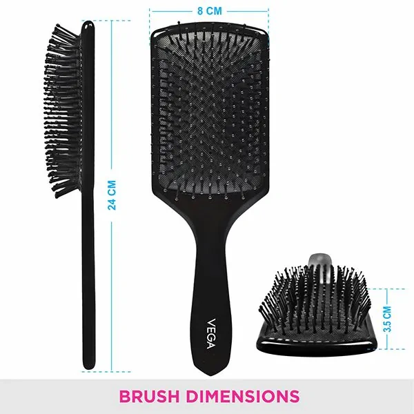 Vega VEGA Premium Paddle Hair Brush 8586 | Wide, Cushioned Base with Anti-Static Bristles | Ideal for Tangle-Free Hair, Smooth Styling & Scalp Comfort