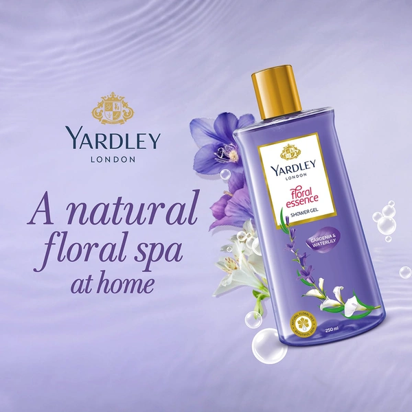 Yardley London Shower Gel 250ml | Floral Essence with Gardenia & Waterlily | Enriched with Natural Floral Oils | Paraben & Silicone Free
