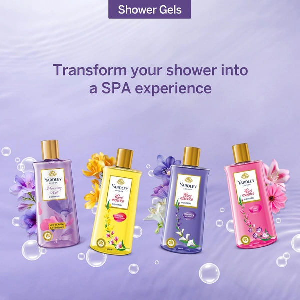 Yardley London Shower Gel 250ml | Floral Essence with Gardenia & Waterlily | Enriched with Natural Floral Oils | Paraben & Silicone Free