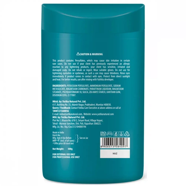 Yuthika Blonde Boost Hair Lightening Powder 9 Level Lift 500g Professional Bleach for Hair Highlights Balayage Global Blonde Hair Color Fast Lightening Formula