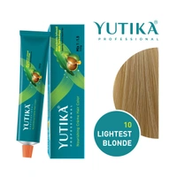 Yuthika Yutika Professional Creme Hair Color Tube 100gm Shade 10 Lightest Blonde Permanent Hair Dye for Grey Coverage Long Lasting Color Rich Shine Smooth Salon Finish