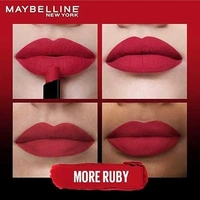 Maybelline New York Lipstick, Matte Finish, Bold Colour, Enriched With Jojoba Oil, Color Sensational Ultimattes, 199 More Ruby, 1.7g