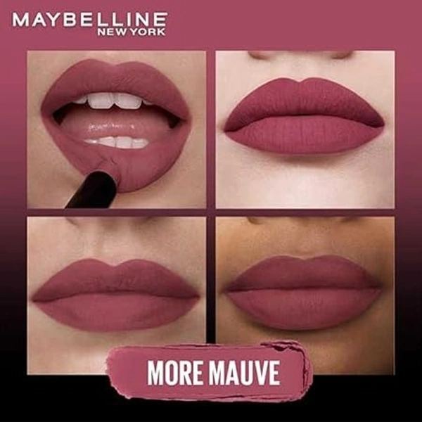 Maybelline New York Lipstick, Matte Finish, Bold Colour, Enriched With Jojoba Oil, Color Sensational Ultimattes, 599 More Mauve, 1.7 g