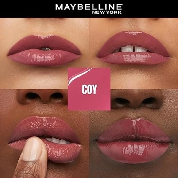 Maybelline Liquid Lipstick, High Glossy Finish, Lasts For 16Hrs, Enriched With Vitamin E & Aloe, Super-Stay Vinyl Ink, Coy