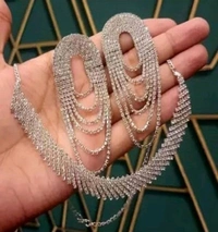 Elegant Stone, Crystal, and Alloy Silver White Jewellery Set (Pack Of 1) - Alto, Free Size