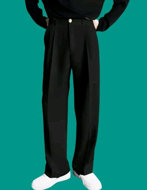 FTX Men Solid Black Trousers Korean - Black, 30