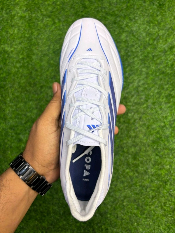 Copa Pure 4 Elite White Blue Turf/AG With Lace - 6.5