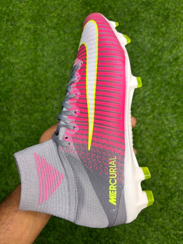 Mercurial Superfly V FG Pink/Wolf Grey Colour High-top With Lace - 6