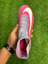 Mercurial Superfly V FG Pink/Wolf Grey Colour High-top With Lace - 7